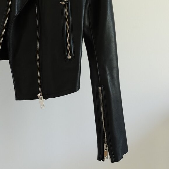 Like New Zara Faux Leather Collarless Jacket in size XS - Picture 6 of 13